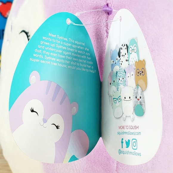 Squishmallow Sydnee the Lavender Squirrel 8" UltraSoft Stuffed Plush Toy NWT - Picture 11 of 12
